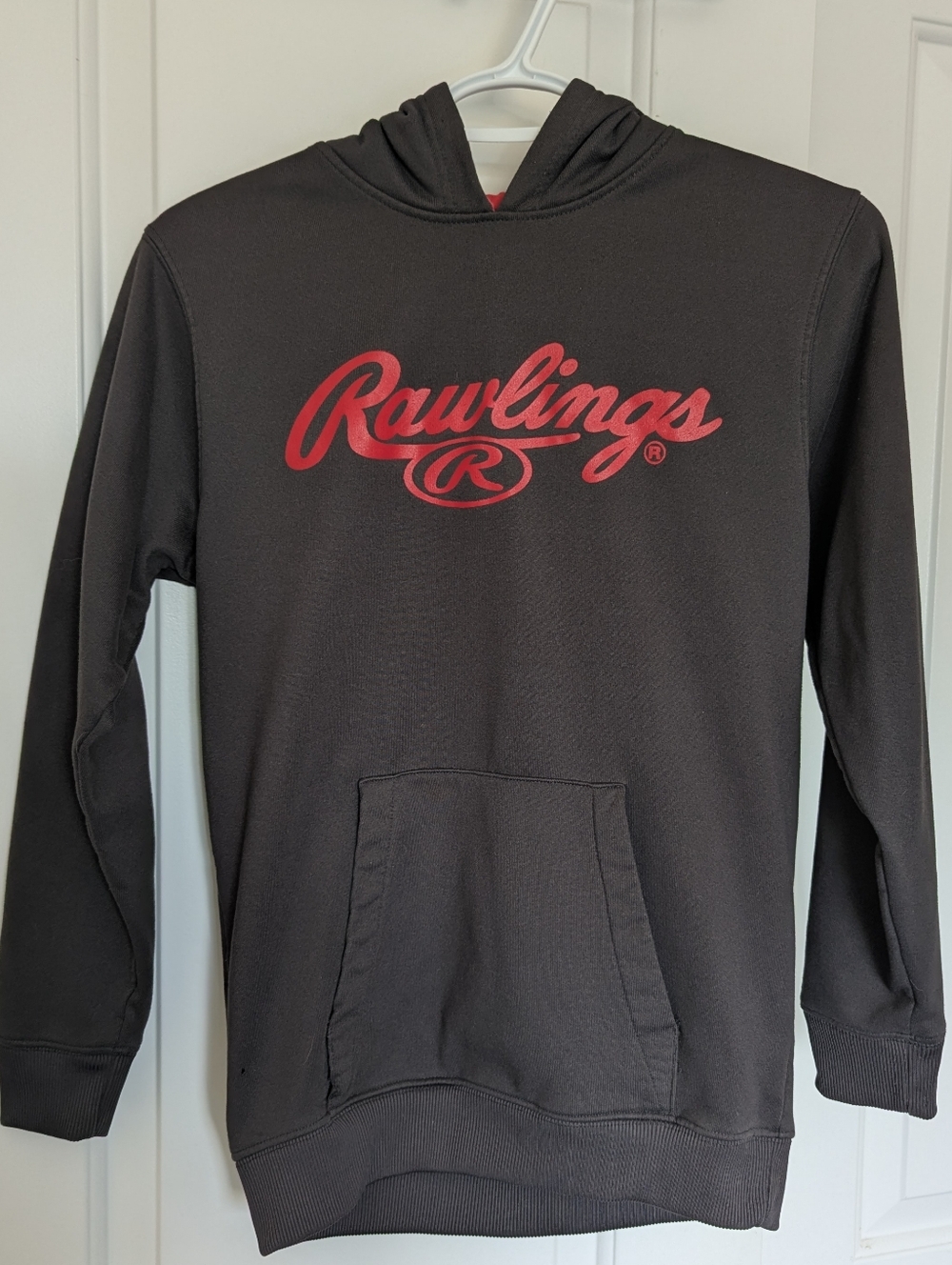 Rawlings Charcoal Pullover Hoodie with Red Logo